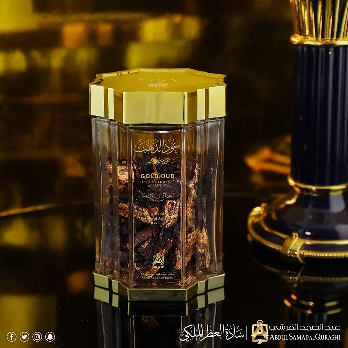 Gold Oud Perfumed Incense Agarwood 50 Grams Bakhoor by Abdul Samad Al Qurashi