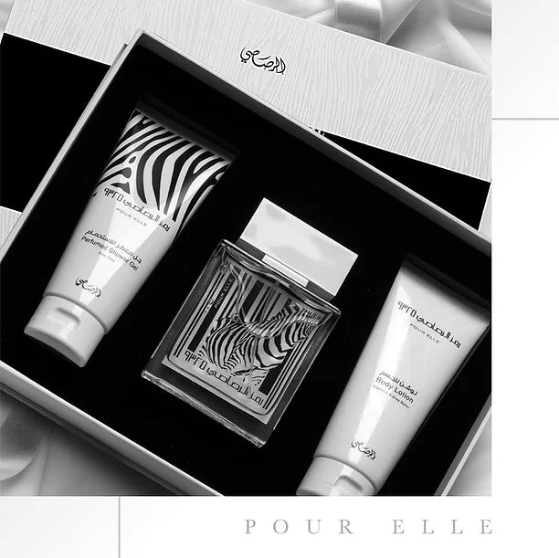 Rasasi Rumz Al Rasasi Zebra Pour Elle Gift Set - EDP +Perfumed Gel+ Body Lotion